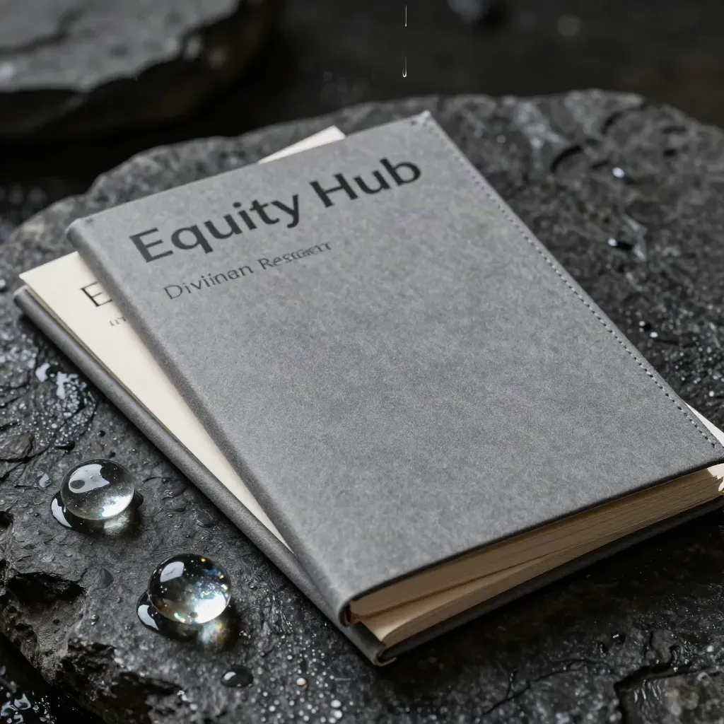 Wet charcoal stone with a booklet, pamphlet, and glass pebbles in dramatic close-up.